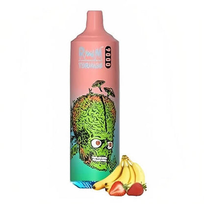 RandM Tornado 9000 Puffs Prefilled Vape Pod Kit Box of 10, Banana Strawberry Flavour