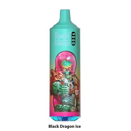 RandM Tornado 9000 Puffs Prefilled Vape Pod Kit Box of 10, Black Dragon Ice Flavour