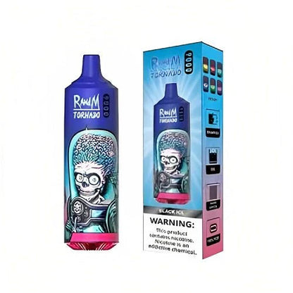 RandM Tornado 9000 Puffs Prefilled Vape Pod Kit Box of 10, Black Ice Flavour
