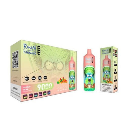 RandM Tornado 9000 Puffs Prefilled Vape Pod Kit Box of 10, Gummy Bear Flavour