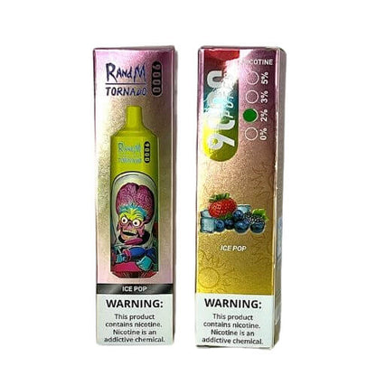 RandM Tornado 9000 Puffs Prefilled Vape Pod Kit Box of 10, Ice Pop Flavour