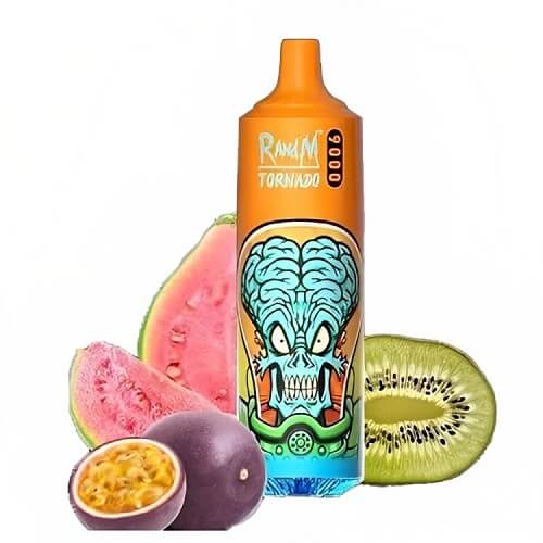 RandM Tornado 9000 Puffs Prefilled Vape Pod Kit Box of 10, Kiwi Passion Fruit Flavour