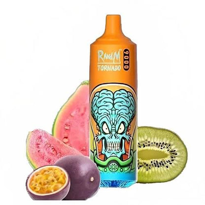 RandM Tornado 9000 Puffs Prefilled Vape Pod Kit Box of 10, Kiwi Passion Fruit Flavour