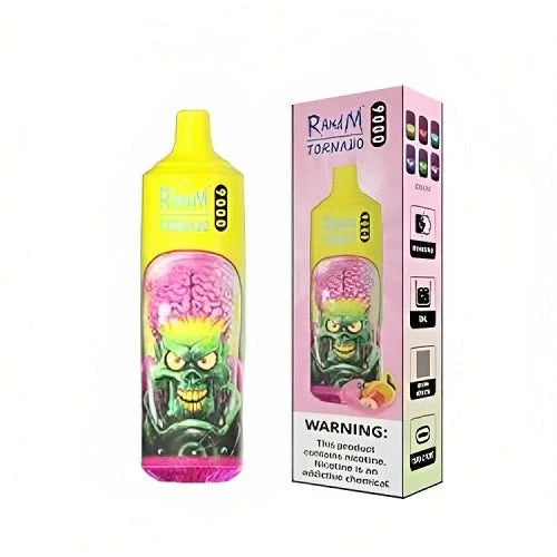 RandM Tornado 9000 Puffs Prefilled Vape Pod Kit Box of 10, Mango Flavour