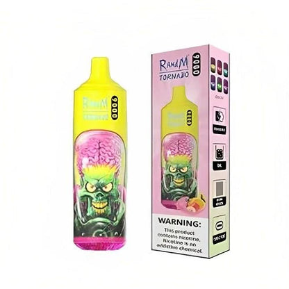 RandM Tornado 9000 Puffs Prefilled Vape Pod Kit Box of 10, Mango Flavour