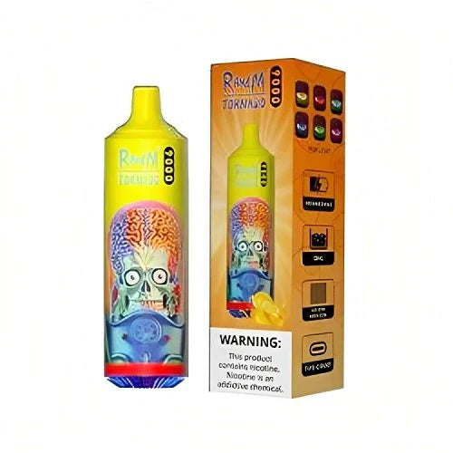 RandM Tornado 9000 Puffs Prefilled Vape Pod Kit Box of 10, Mango Flavour