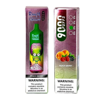 RandM Tornado 9000 Puffs Prefilled Vape Pod Kit Box of 10, Peach Berry Flavour