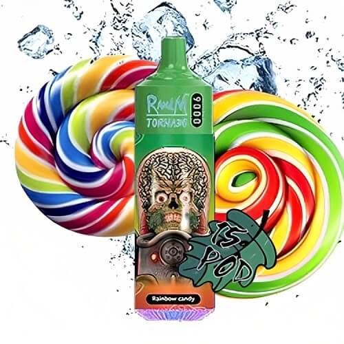 RandM Tornado 9000 Puffs Prefilled Vape Pod Kit Box of 10, Raspberry Candy Flavour