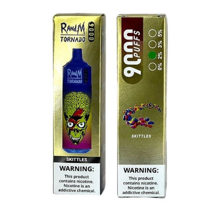 RandM Tornado 9000 Puffs Prefilled Vape Pod Kit Box of 10, Skittles Flavour
