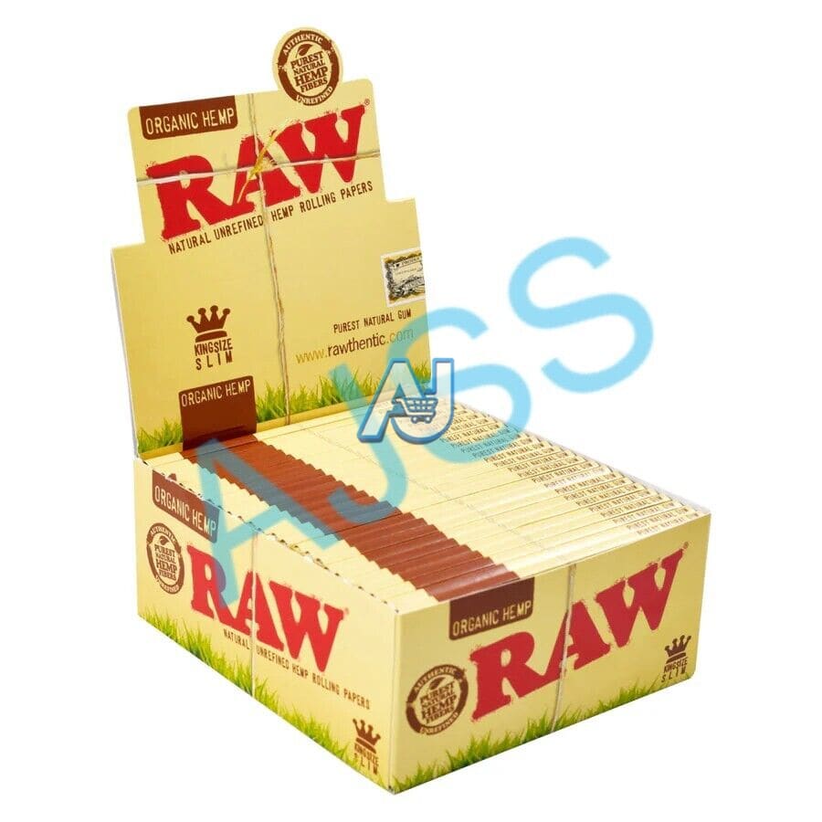 RAW Organic Hemp King Size Slim Rolling Papers 25 50 Pack, Aj Super Store