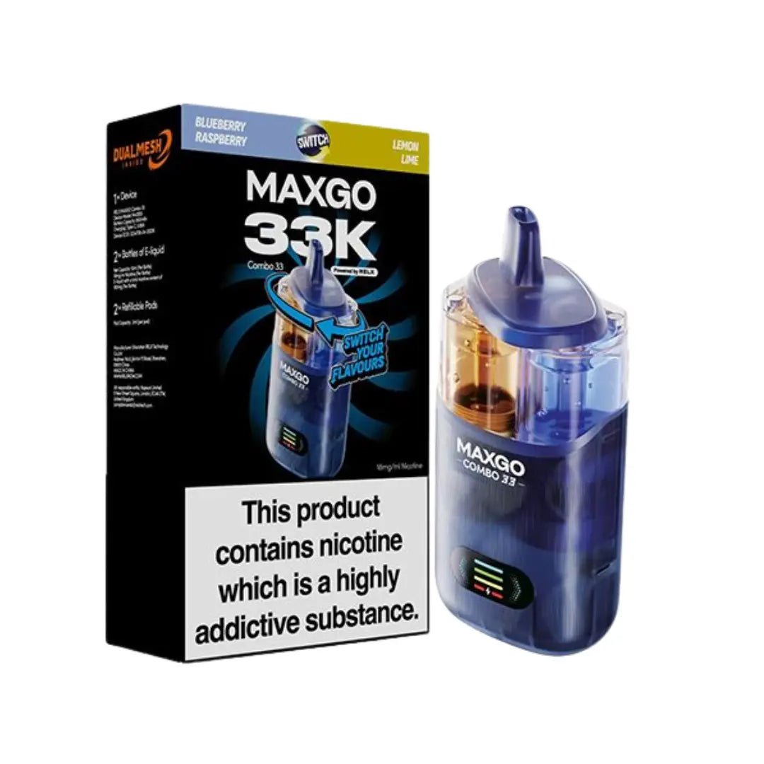 relx maxgo combo 33k vape - prefilled flavour - Blueberry Raspberry & Lemon Lime
