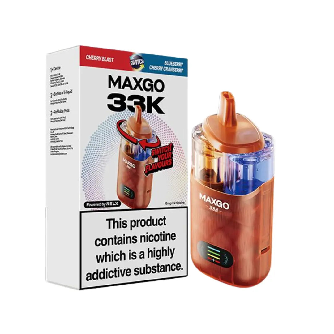 relx maxgo combo 33k vape - prefilled flavour - Cherry Blast & Blueberry Cherry Cranberry
