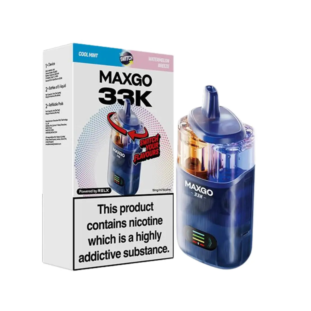 relx maxgo combo 33k vape - prefilled flavour - Cool Mint & Watermelon Breeze