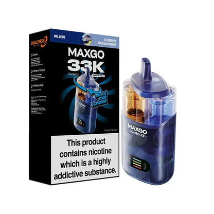 relx maxgo combo 33k vape - prefilled flavour - mr blue & blueberry sour raspberry