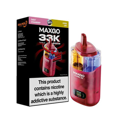 relx maxgo combo 33k vape - prefilled flavour - sweet strawberry & lemon lime