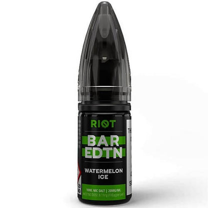 Riot Bar EDTN Nic Salt 10ml Pack of 10 Available In Watermelon Ice Flavour