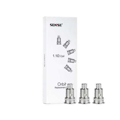 Sense Orbit TF Replacement Coil 5 Pieces a Pack 1.1 Ohm with grooved tops, shown against a plain background.