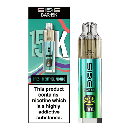 Ske Bar 15k Prefilled Pod Vape Kit Box of 5, Fresh Menthol Mojito Flavour