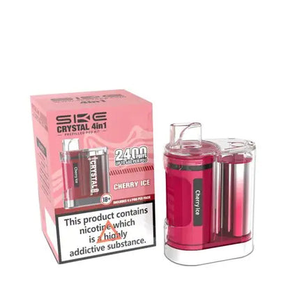 SKE Crystal 4in1 Prefilled Pod Vape Kit Box of 5, Cherry Ice Flavour