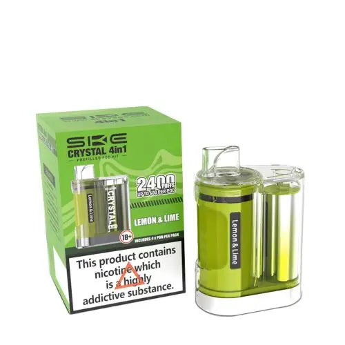 SKE Crystal 4in1 Prefilled Pod Vape Kit Box of 5, Lemon LIme Flavour