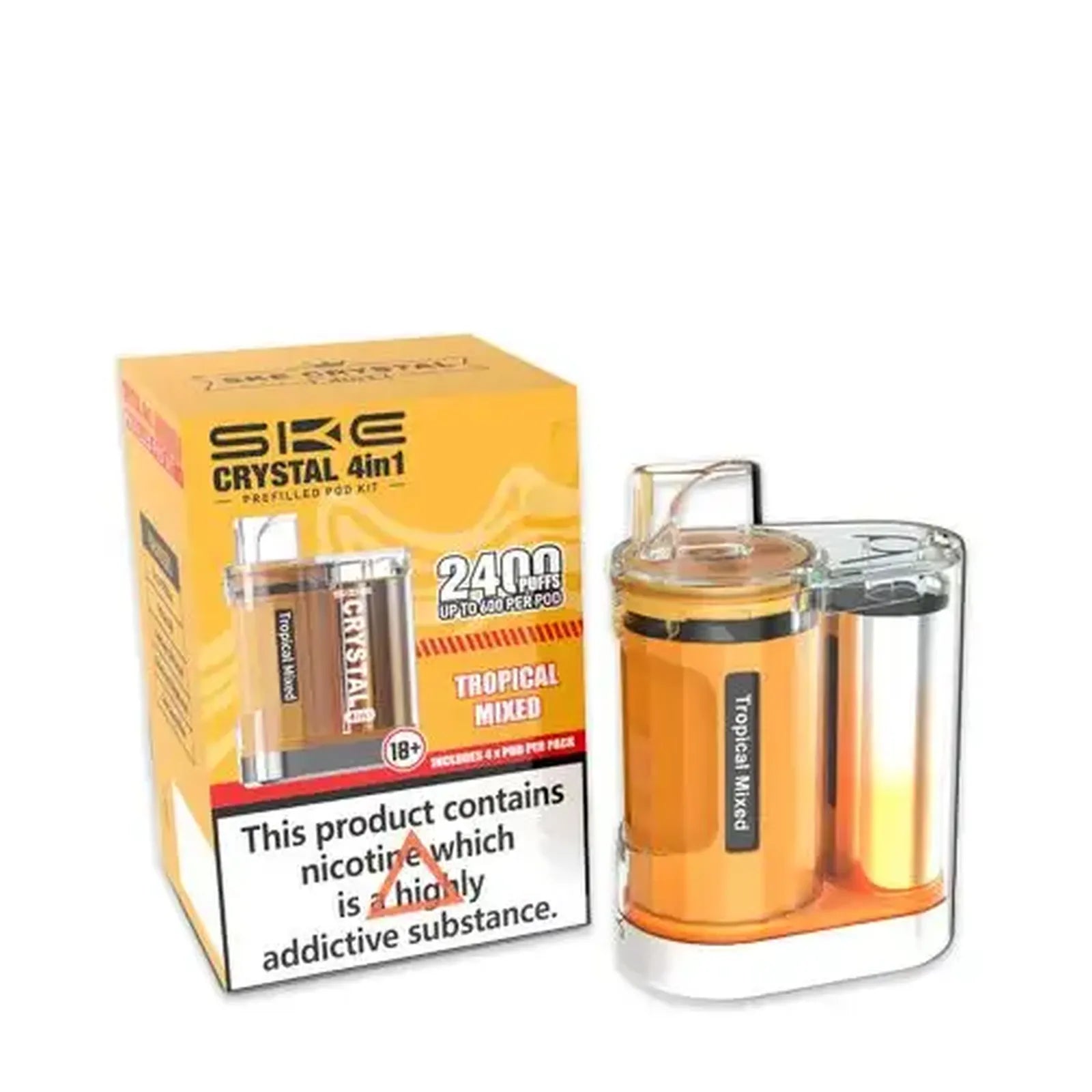 SKE Crystal 4in1 Prefilled Pod Vape Kit Box of 5, Tropical Mixed Flavour