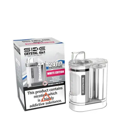 SKE Crystal 4in1 Prefilled Pod Vape Kit Box of 5, White Edition