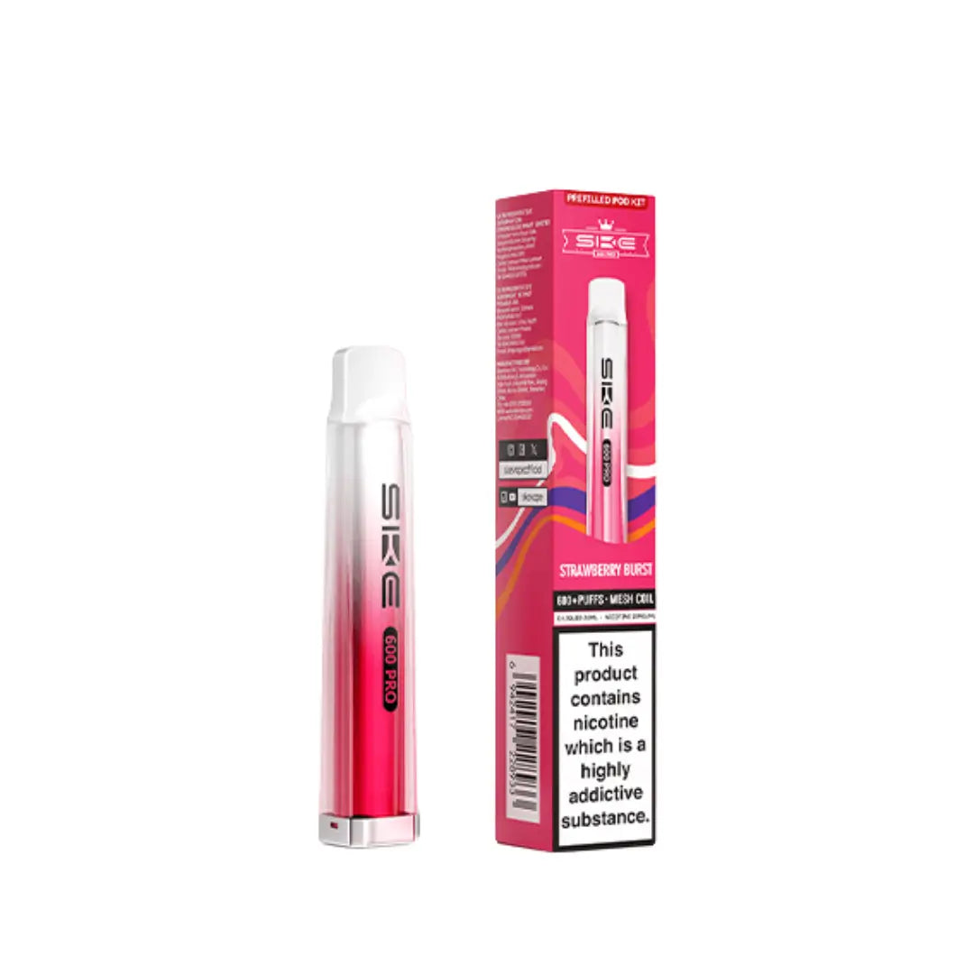 SKE Crystal Vape Pro 600 Prefilled Pod Vape Kit Strawberry Burst Flavour 