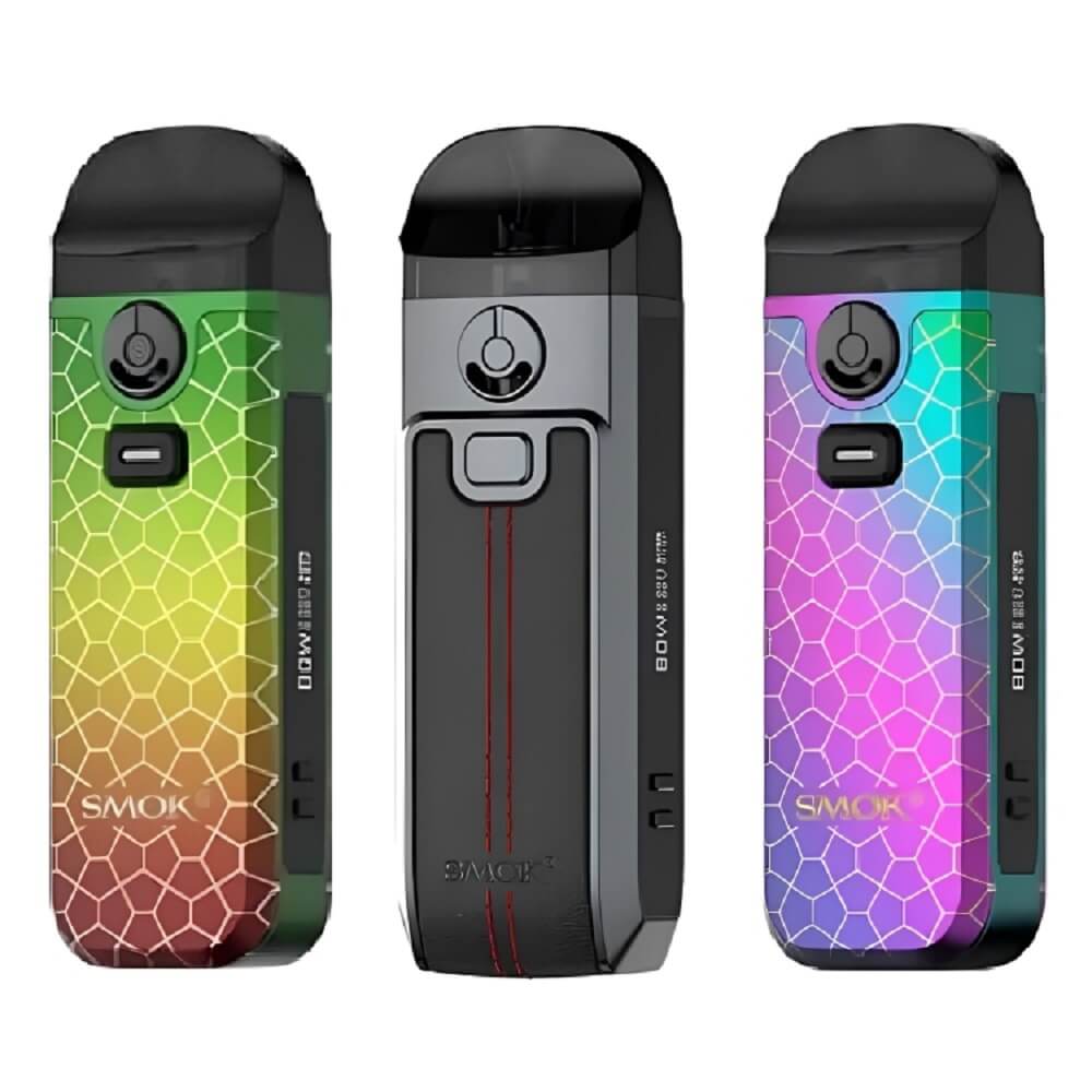 Smok Nord 4 Pod Vape Kit, Rasta Green Armour, Black Leather, 7-Color Armour Color
