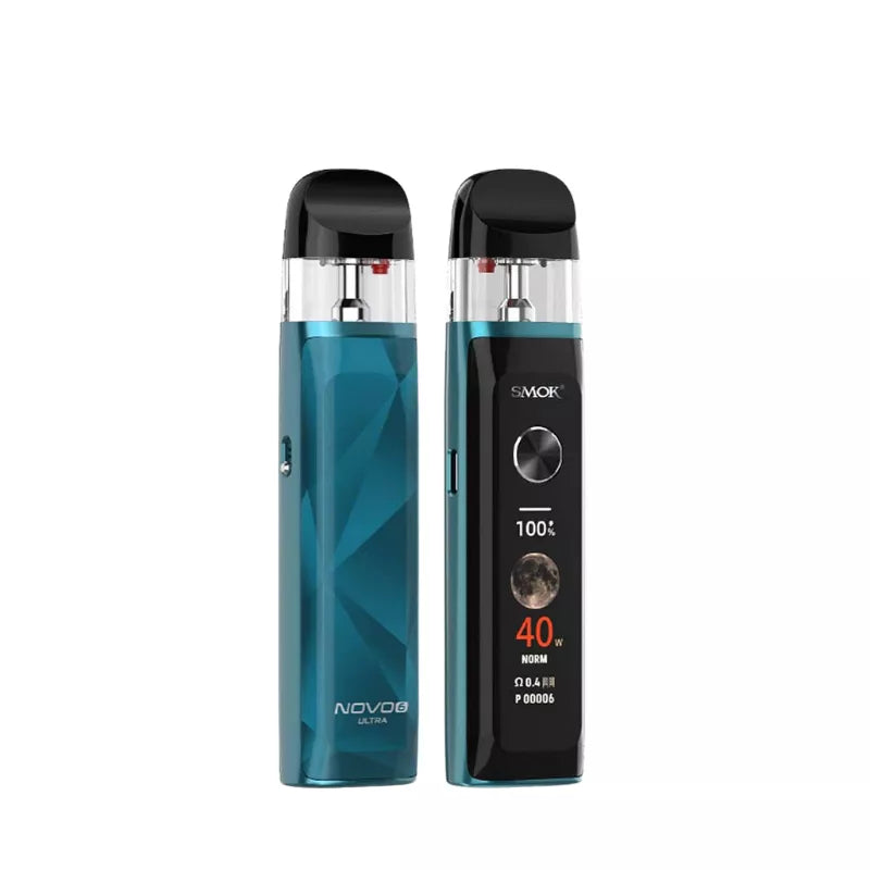 Smok Novo 6 Ultra Pod Vape Kit in lake blue on a white background displaying front and back of device.