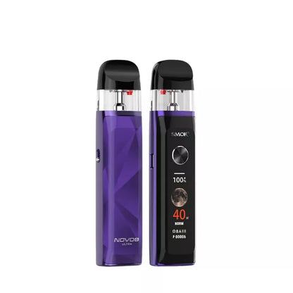 Smok Novo 6 Ultra Pod Vape Kit in purple on a white background displaying front and back of device.