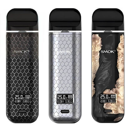 Smok Novo X Pod Kit, Black Cobra, Silver Cobra, Black Stablizing Wood Color