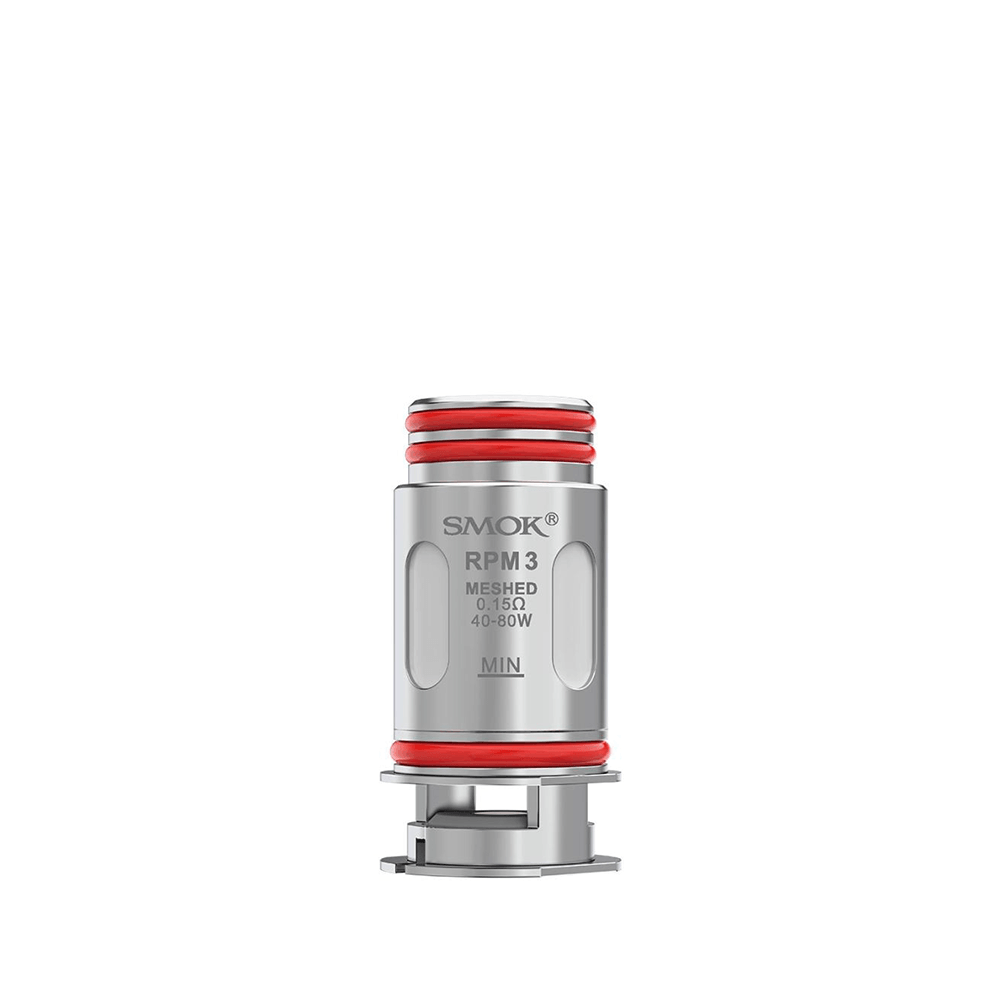 SMOK RPM 3 replacement coil, silver with red accents, for vaping devices.
