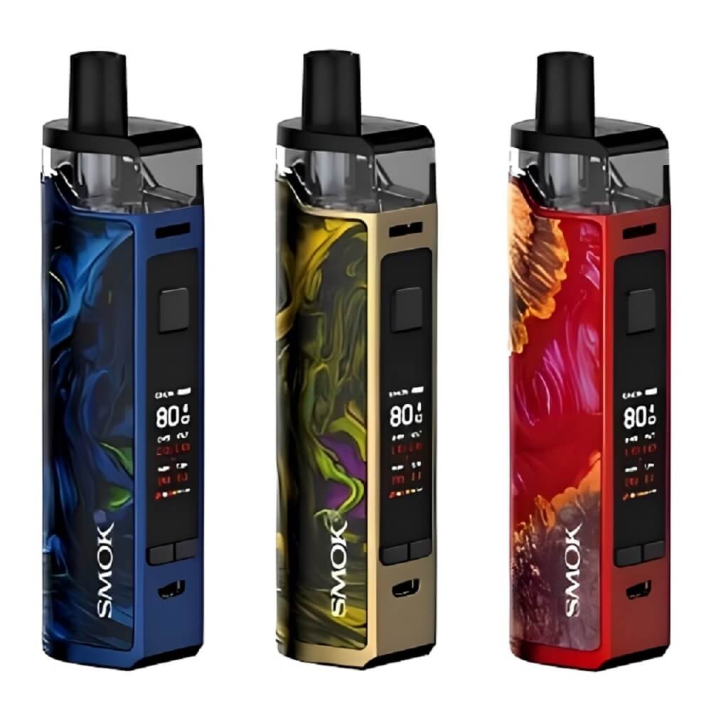 Smok Rpm 80 Pro Pod Kit, Blue Stabilizing Wood, Fluid Gold, Red Stablizing Wood Color