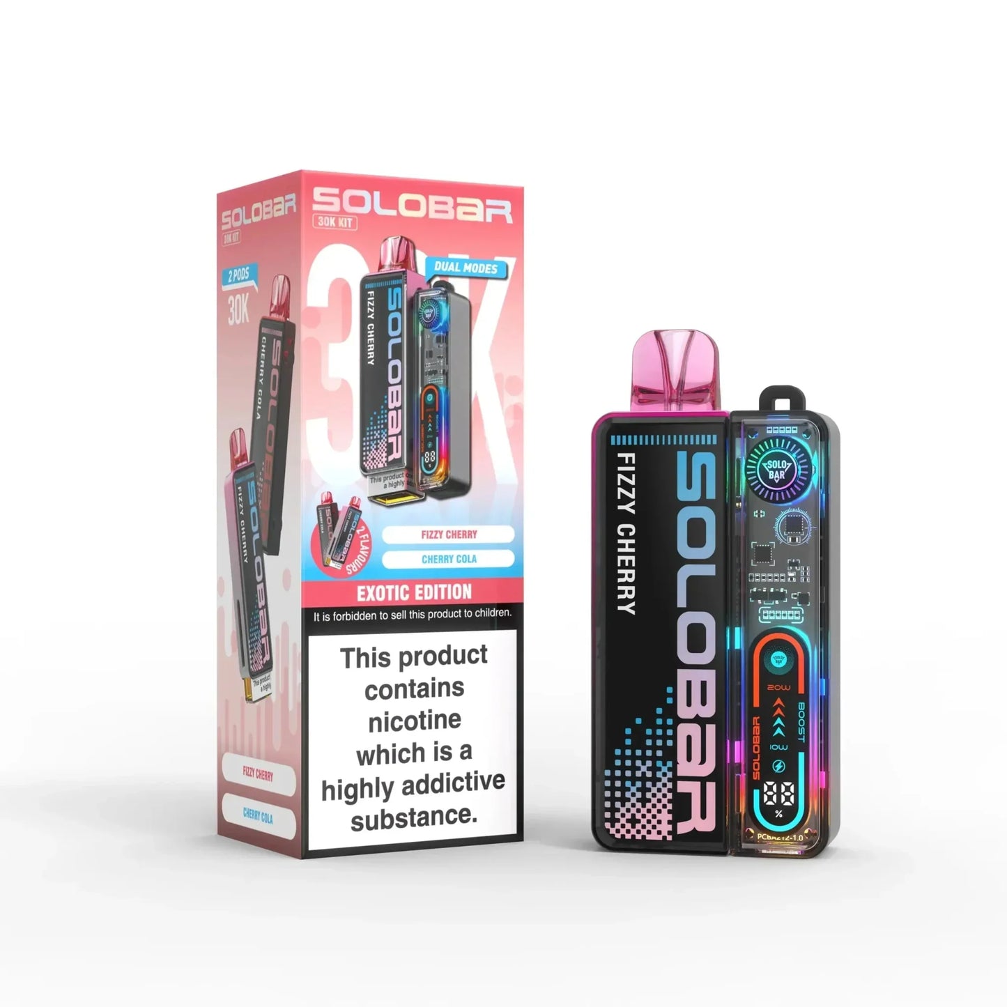 Solo Bar Boost 30K Prefilled Pod Vape Kit Box of 5, Exotic Edition