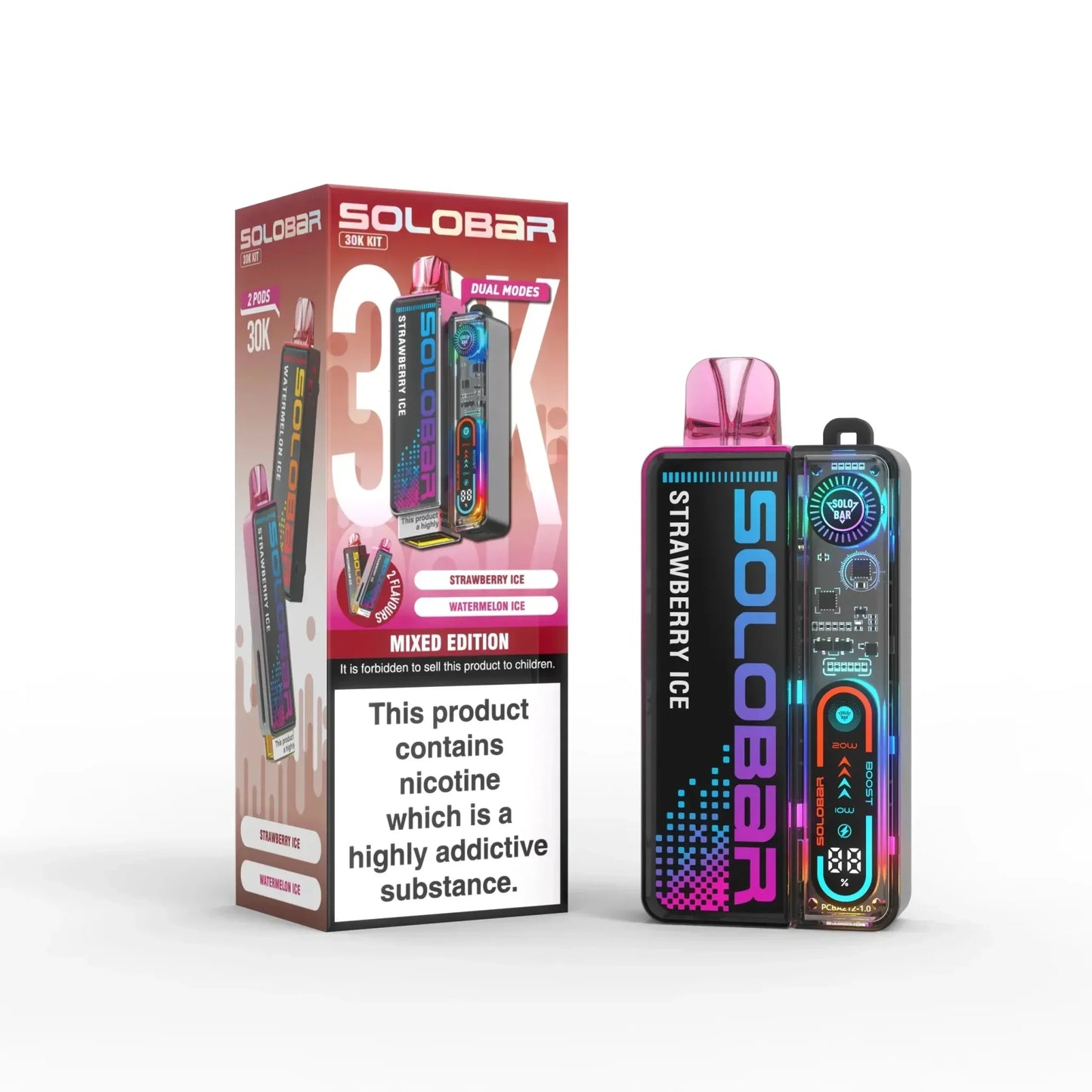 Solo Bar Boost 30K Prefilled Pod Vape Kit Box of 5, Mixed Edition