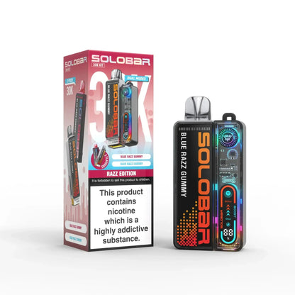 Solo Bar Boost 30K Prefilled Pod Vape Kit Box of 5, Razz Edition
