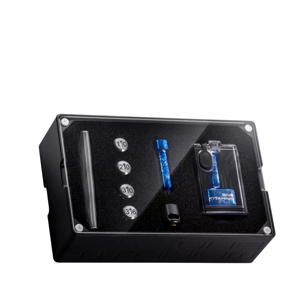 SturdyOne Titanium RBA by Sturdy MFG in entropic blue titanium finish with accessories in presentation case
