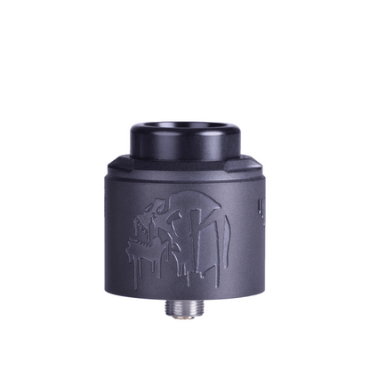 Matte black Suicide Mods Nightmare V2 RDA with engraved design.