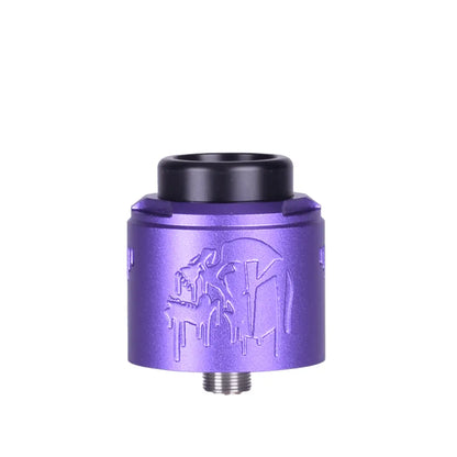 Purple Suicide Mods Nightmare V2 RDA with embossed design on a white background.