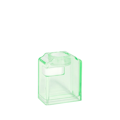 Green transparent vape tank with a rectangular shape, designed for RBA replacement.