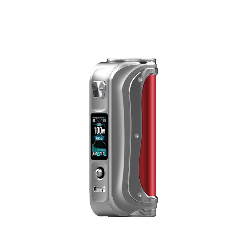 SXmini SL Class V2 Box Mod with red grip and digital display, from ECigOne Vape Shop UK.