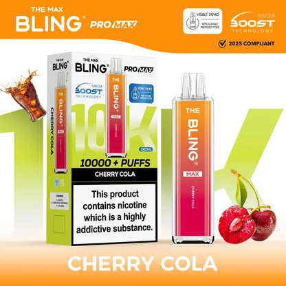 The Crystal Bling Max 10K Prefilled Pod Kit Box of 5, Cherry Cola Flavour