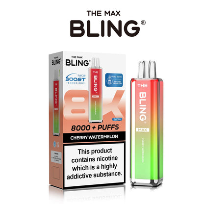 The Crystal Bling Max 8000 Puffs Prefilled Pod Kit Box of 5, Cherry Watermelon Flavour