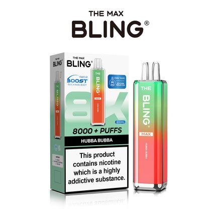 The Crystal Bling Max 8000 Puffs Prefilled Pod Kit Box of 5, Hubba Bubba Flavour