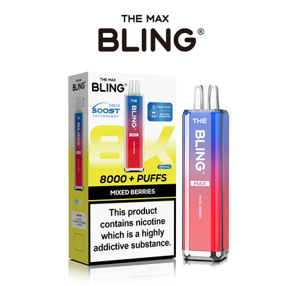 The Crystal Bling Max 8000 Puffs Prefilled Pod Kit Box of 5, Mixed Berries Flavour