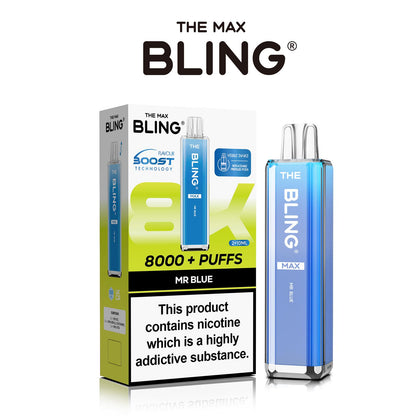 The Crystal Bling Max 8000 Puffs Prefilled Pod Kit Box of 5, Mr Blue Flavour