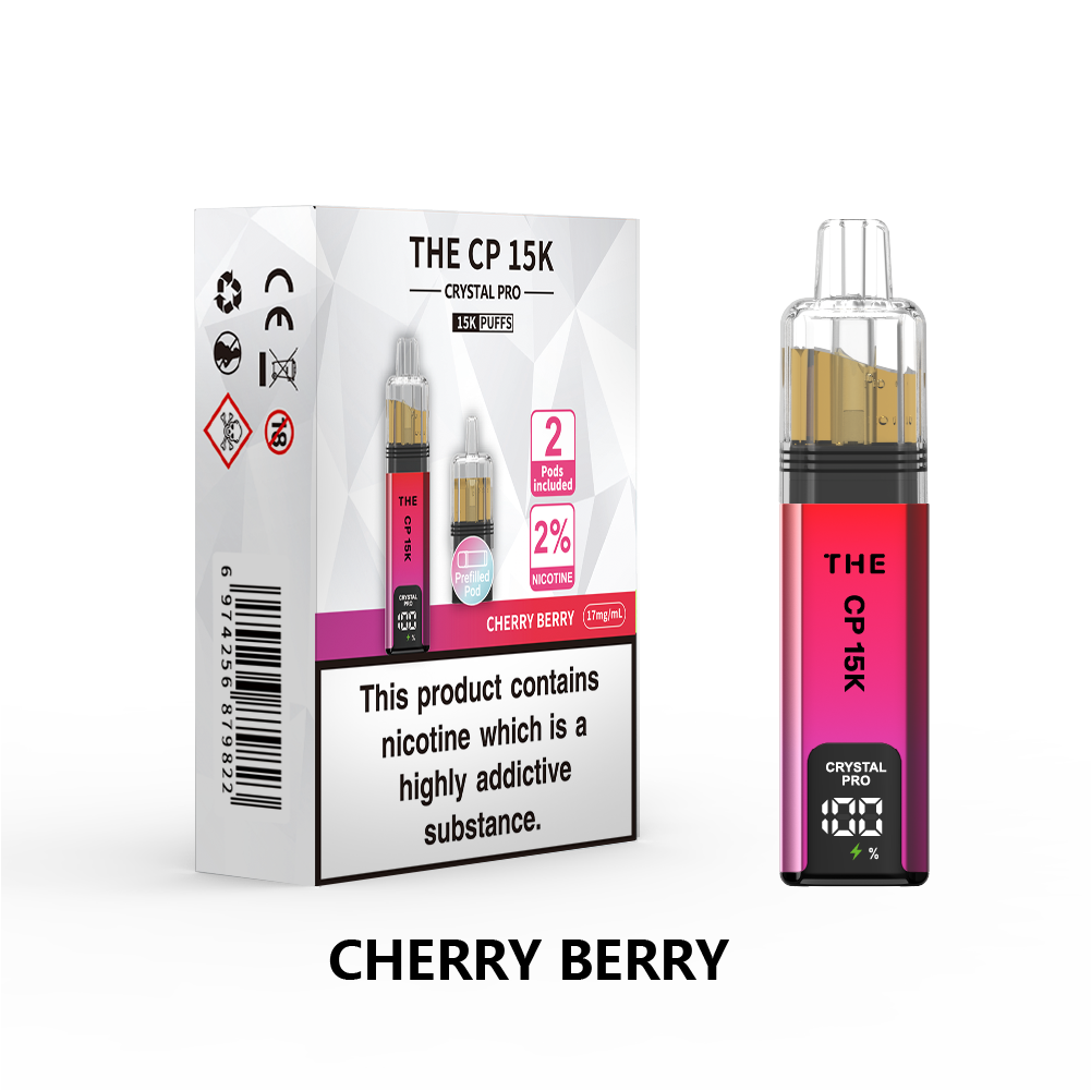 The Crystal Pro CP 15k Prefilled Vape Kit Box of 5, Cherry Berry Flavour