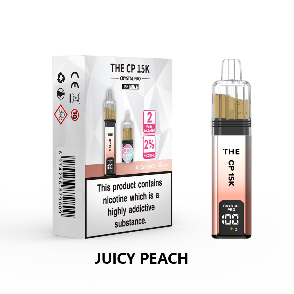 The Crystal Pro CP 15k Prefilled Vape Kit Box of 5, Juicy Peach Flavour