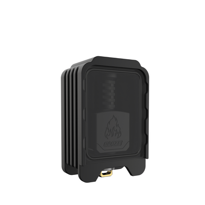 Matte black Thunderhead Creations Blaze RBA Sliding Boro Tank with flame logo.