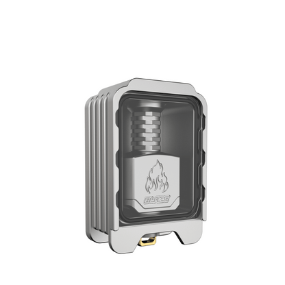 ThunderHead Creations Blaze RBA sliding Boro tank in stainless steel and glass.